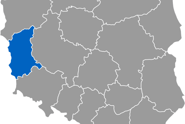 map of Poland with Lubuskie voivodship marked
