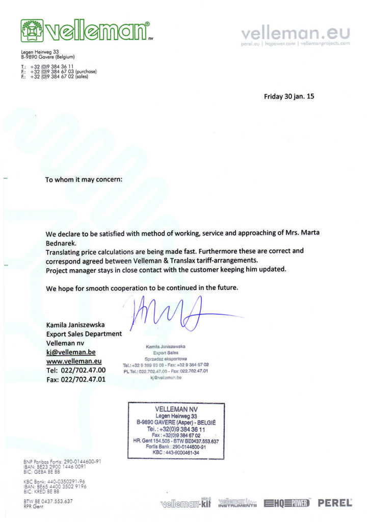 Reference letter