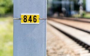 A sample number plate created using The DIY system and secured with a steel strap.