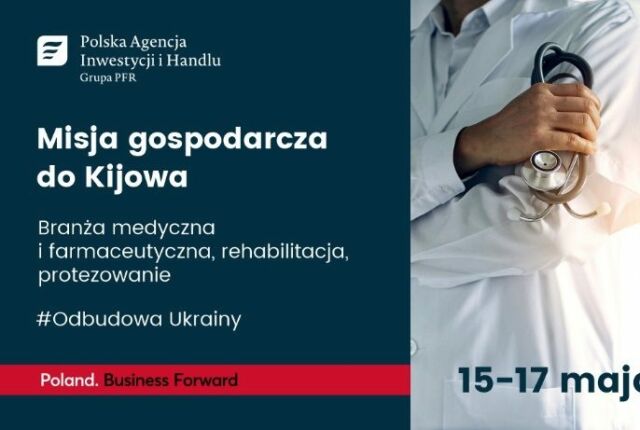 Grafika informująca o misji gospodarczej do Kijowa