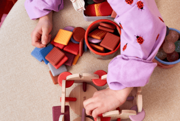 Wooden Toys, Kids Playing.