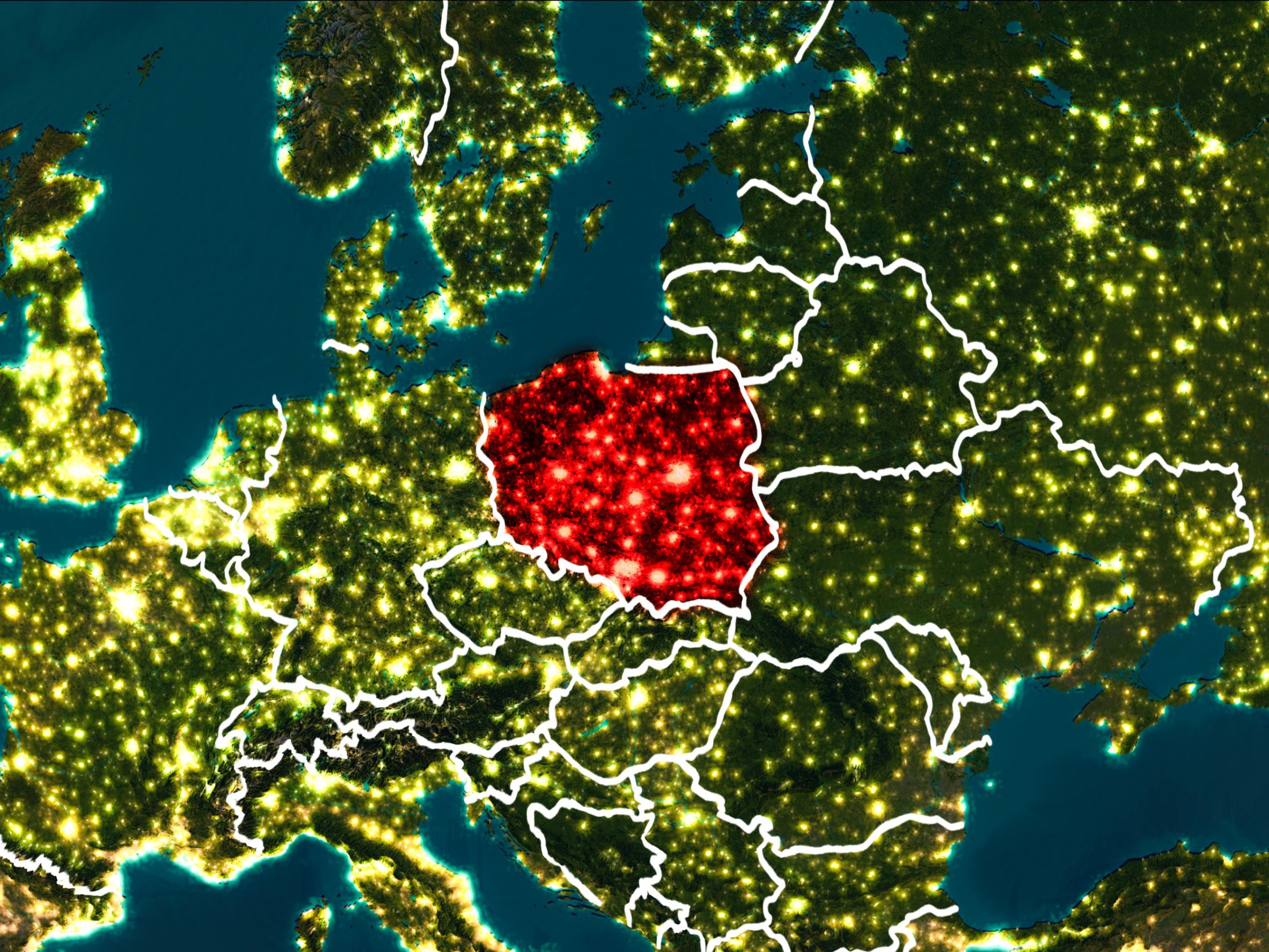 mapa Europy z wyróznioną na niej Polska