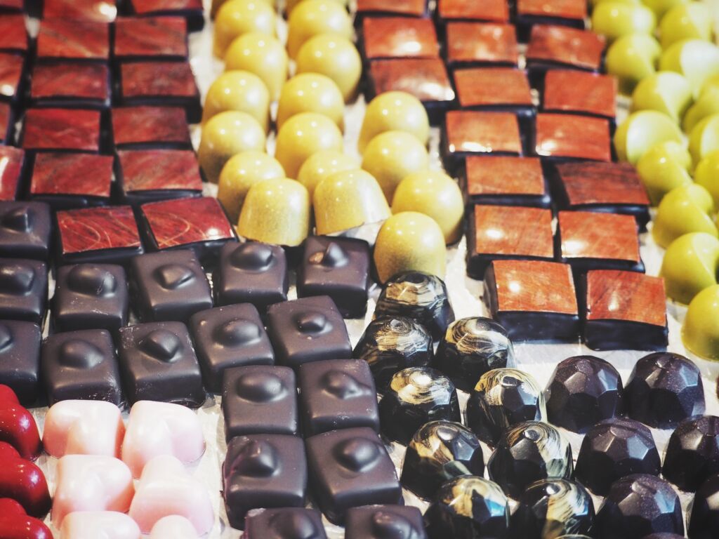 chocolates in various flavors