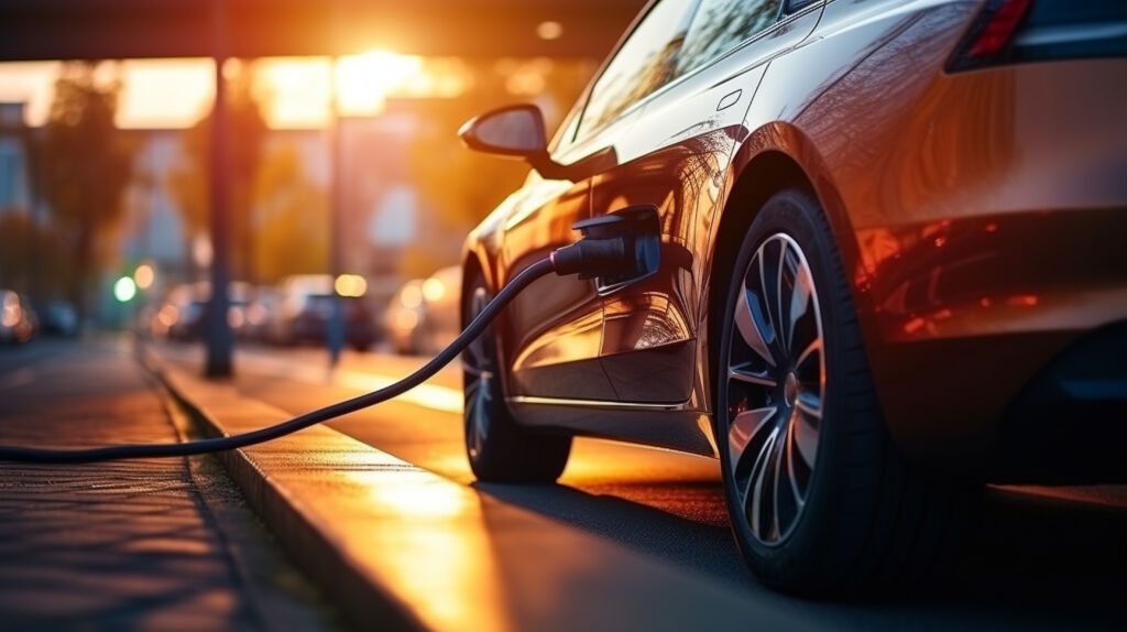 Auto elektryczne w trakcie ładowania