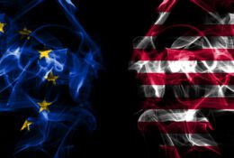 ciemne flagi UE i USA