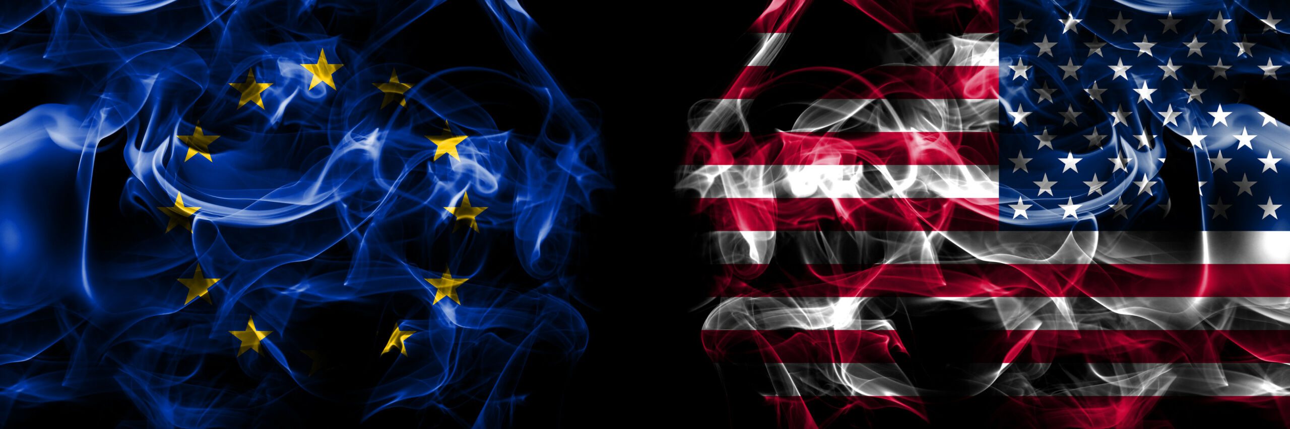 ciemne flagi UE i USA