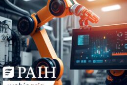 nowoczesna maszyna i napis PAIH webinar
