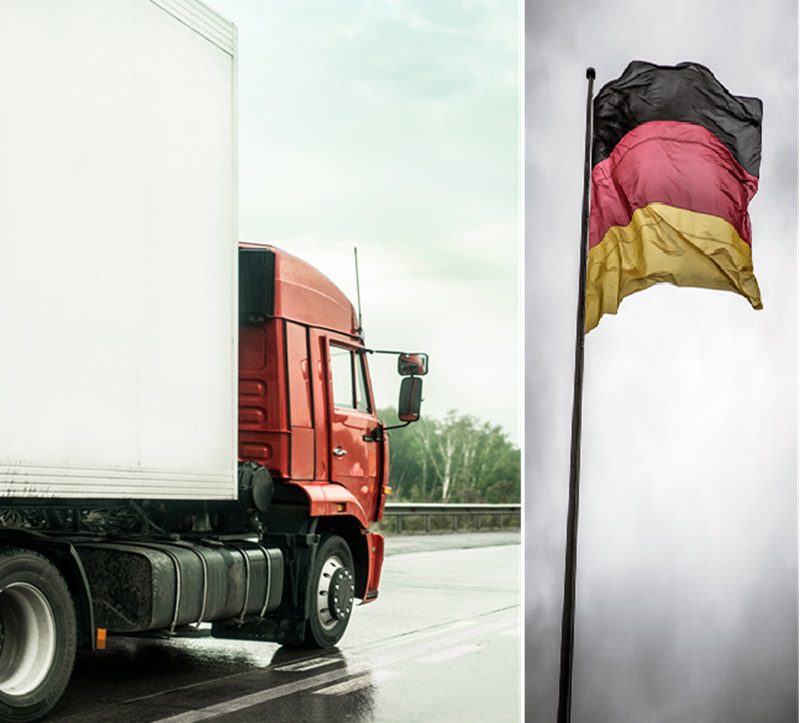 tir in white and red colors and german flag