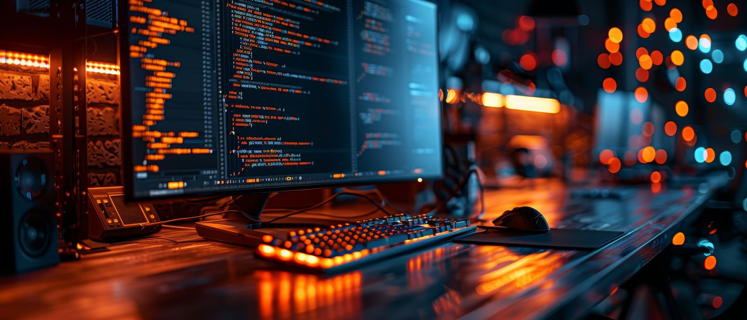 Monitor na biurko, podświetlona na pomarańczowo