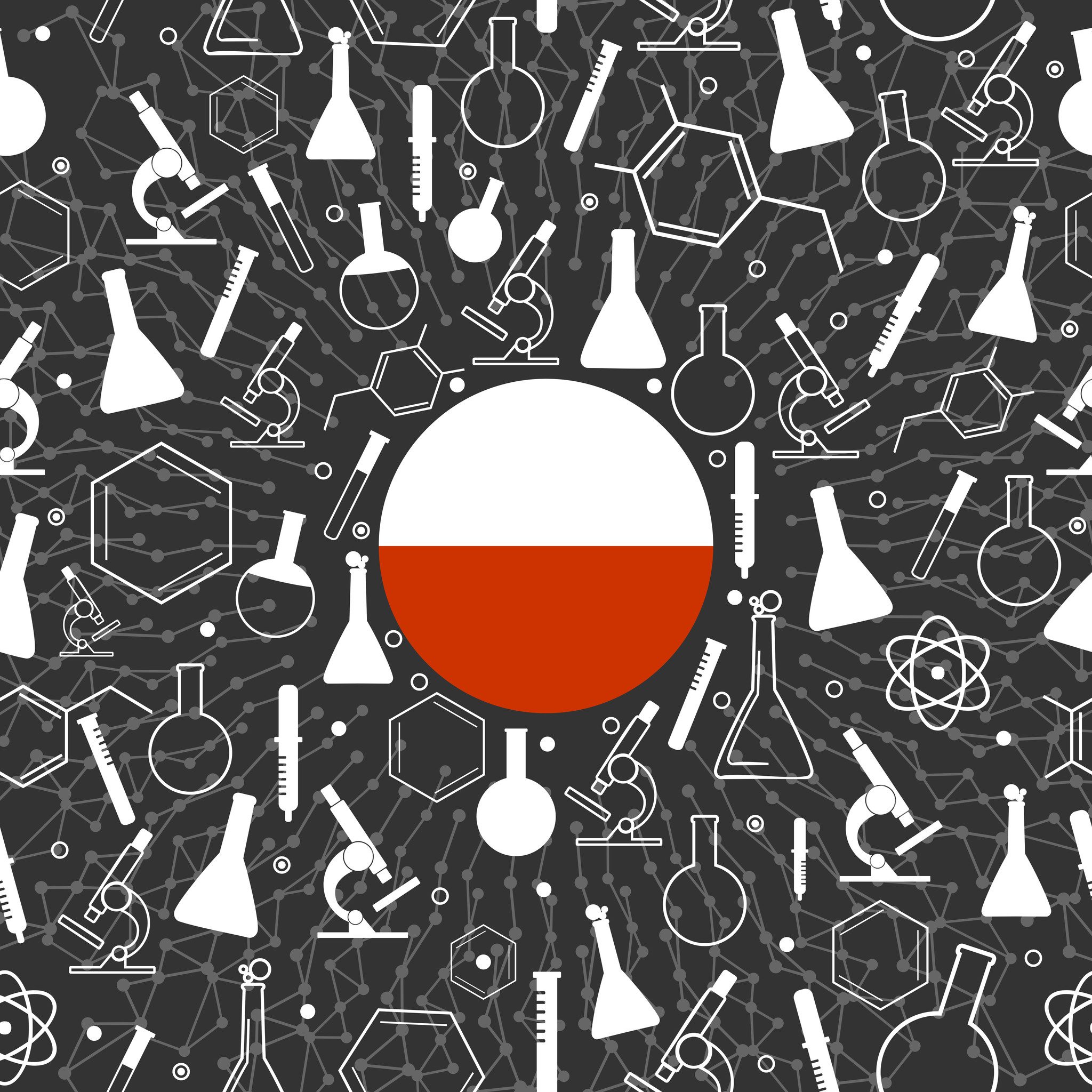 graiki przyrządów naukowych z polska flagą