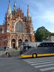 Mercedes Benz Tourismo 15 RHD coach while performing a service.