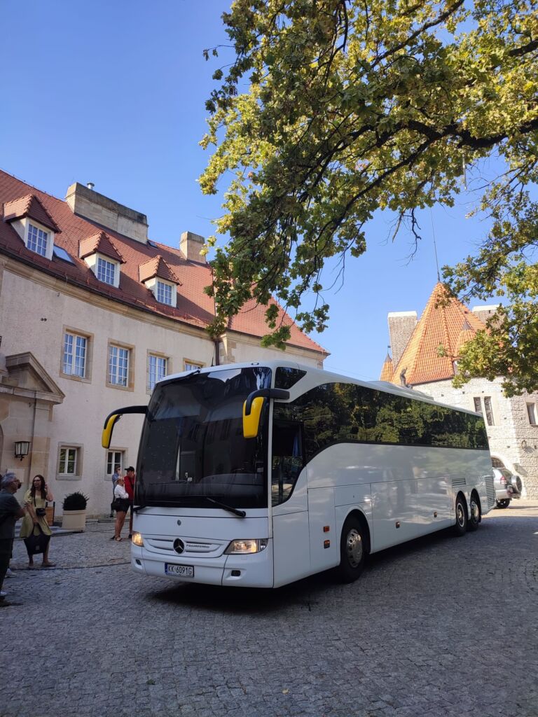 Mercedes Benz Tourismo 16 RHD coach while performing a service.