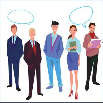 biznesmeni i biznesmenka rozmawiają