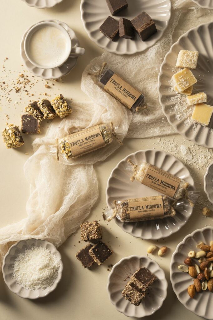 Honey Truffle - handmade truffle with honey. Truffles available in bars or pralines.