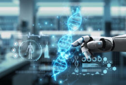 AI hand touching the gene bundle
